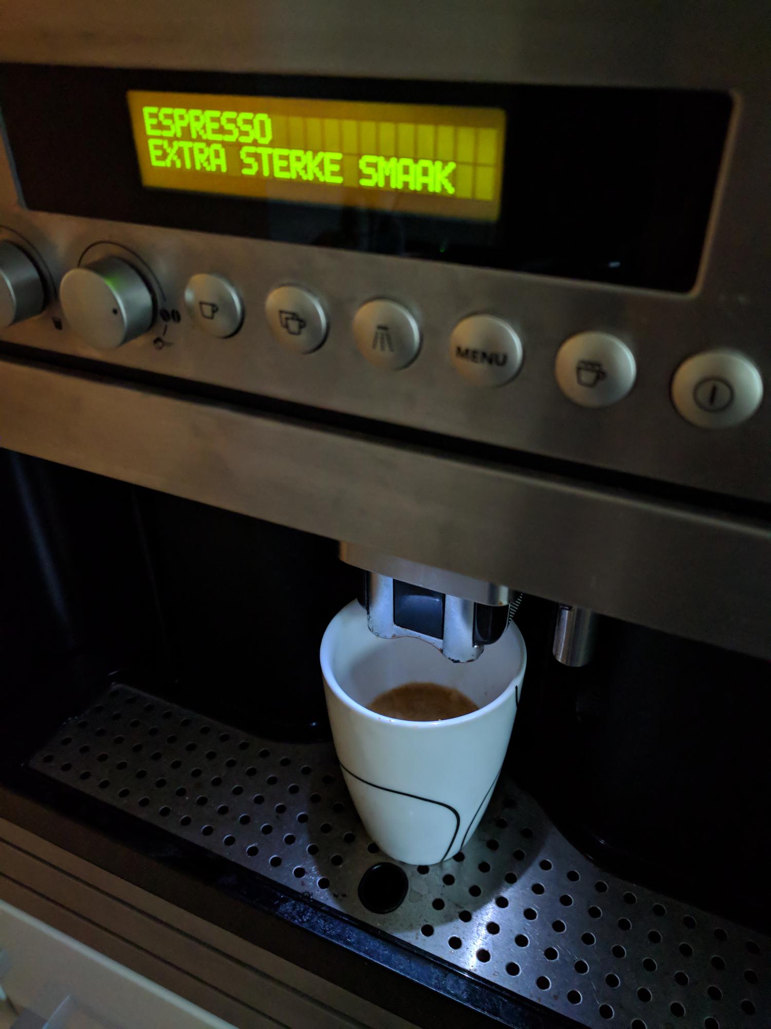 Espresso in a coffee machine